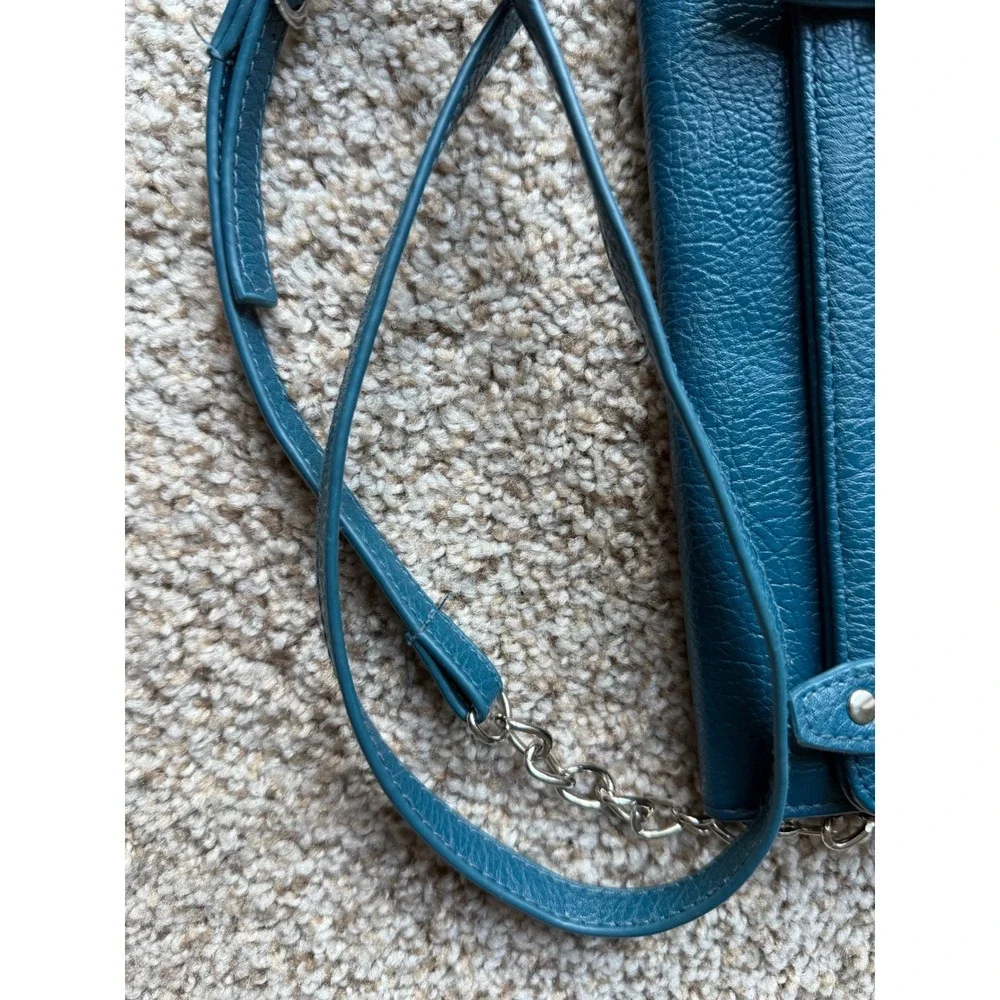Nicole Miller Crossbody Wallet detachable Chain‎ Strap Teal Blue